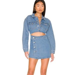 Mika Button Front Dress, Superdown, Size Small, Mid Wash Blue